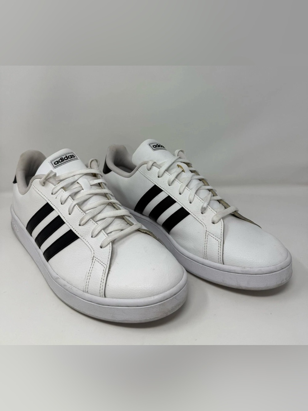 Adidas White/Black 3 Stripes Sneakers Men's 14